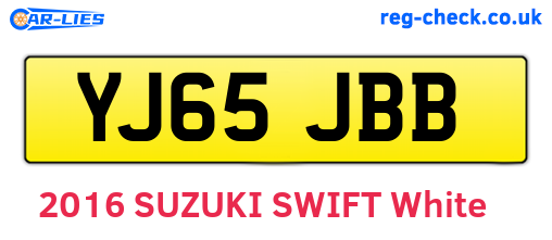 YJ65JBB are the vehicle registration plates.