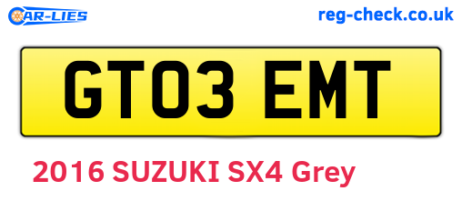 GT03EMT are the vehicle registration plates.