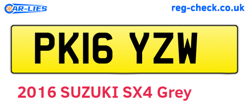 PK16YZW are the vehicle registration plates.
