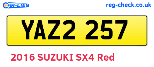 YAZ2257 are the vehicle registration plates.