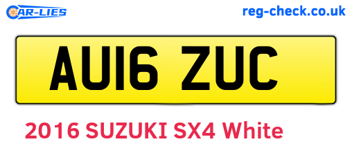 AU16ZUC are the vehicle registration plates.
