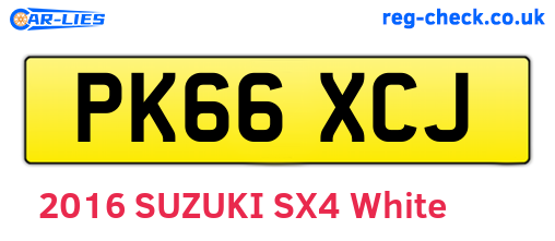 PK66XCJ are the vehicle registration plates.
