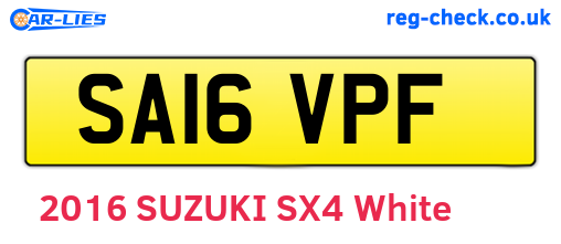 SA16VPF are the vehicle registration plates.