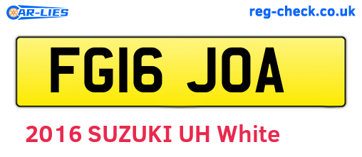 FG16JOA are the vehicle registration plates.