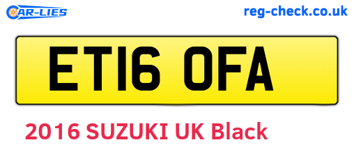 ET16OFA are the vehicle registration plates.