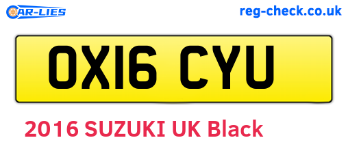 OX16CYU are the vehicle registration plates.