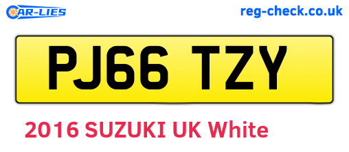 PJ66TZY are the vehicle registration plates.