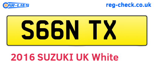 S66NTX are the vehicle registration plates.