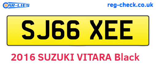 SJ66XEE are the vehicle registration plates.
