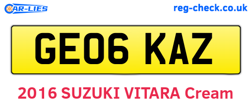 GE06KAZ are the vehicle registration plates.