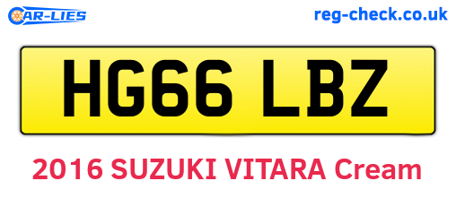 HG66LBZ are the vehicle registration plates.