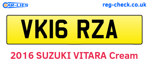 VK16RZA are the vehicle registration plates.