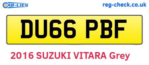 DU66PBF are the vehicle registration plates.