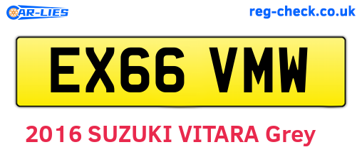 EX66VMW are the vehicle registration plates.