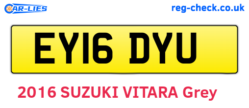 EY16DYU are the vehicle registration plates.