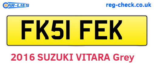 FK51FEK are the vehicle registration plates.
