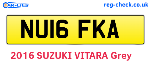 NU16FKA are the vehicle registration plates.