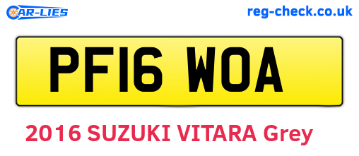 PF16WOA are the vehicle registration plates.