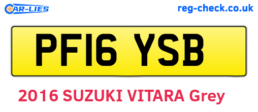 PF16YSB are the vehicle registration plates.