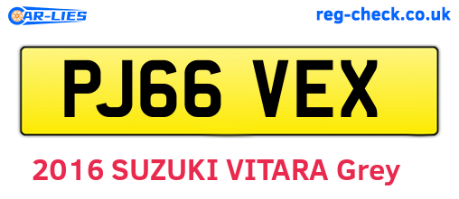 PJ66VEX are the vehicle registration plates.