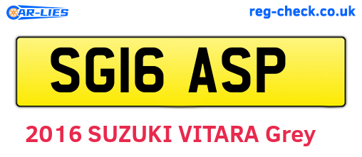 SG16ASP are the vehicle registration plates.