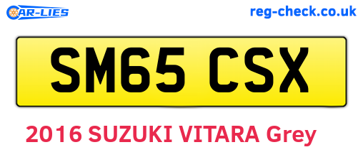 SM65CSX are the vehicle registration plates.