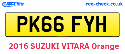 PK66FYH are the vehicle registration plates.