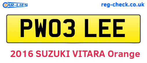 PW03LEE are the vehicle registration plates.