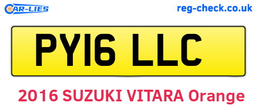 PY16LLC are the vehicle registration plates.