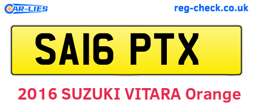 SA16PTX are the vehicle registration plates.