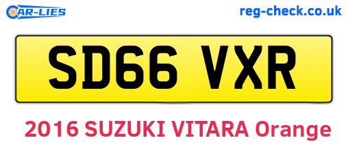 SD66VXR are the vehicle registration plates.