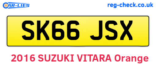 SK66JSX are the vehicle registration plates.