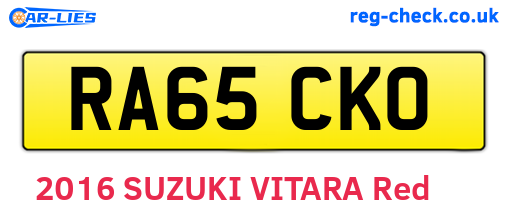 RA65CKO are the vehicle registration plates.