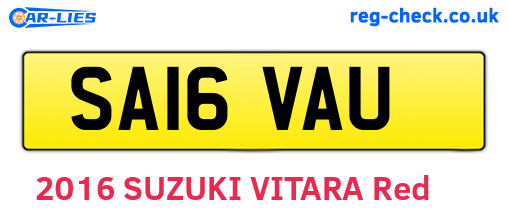 SA16VAU are the vehicle registration plates.