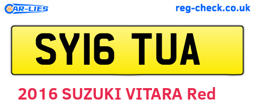SY16TUA are the vehicle registration plates.