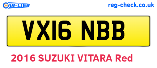 VX16NBB are the vehicle registration plates.