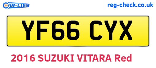 YF66CYX are the vehicle registration plates.