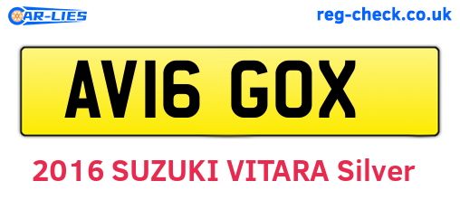 AV16GOX are the vehicle registration plates.