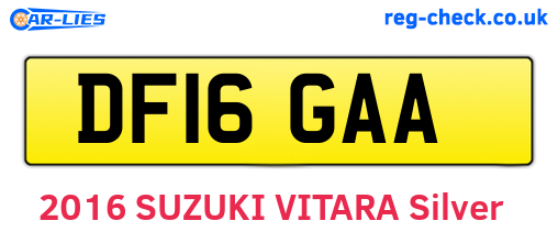 DF16GAA are the vehicle registration plates.
