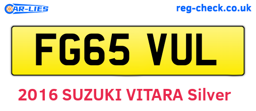 FG65VUL are the vehicle registration plates.