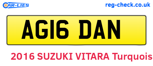 AG16DAN are the vehicle registration plates.