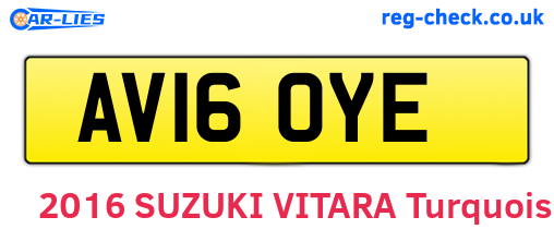 AV16OYE are the vehicle registration plates.