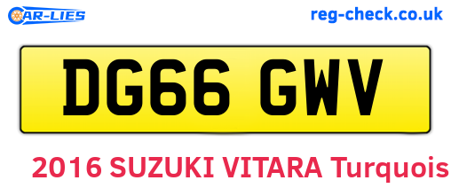 DG66GWV are the vehicle registration plates.
