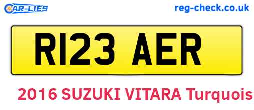 R123AER are the vehicle registration plates.