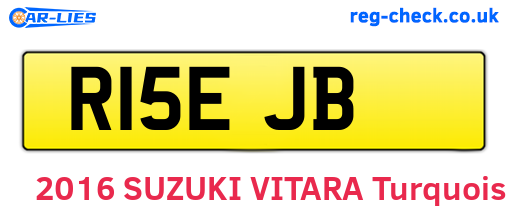 R15EJB are the vehicle registration plates.
