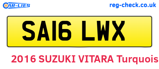 SA16LWX are the vehicle registration plates.