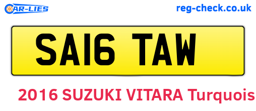 SA16TAW are the vehicle registration plates.