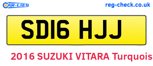 SD16HJJ are the vehicle registration plates.