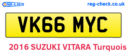 VK66MYC are the vehicle registration plates.