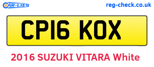 CP16KOX are the vehicle registration plates.
